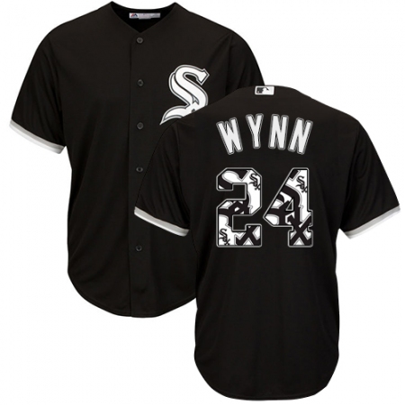 Men's Majestic Chicago White Sox #24 Early Wynn Authentic Black Team Logo Fashion Cool Base MLB Jersey