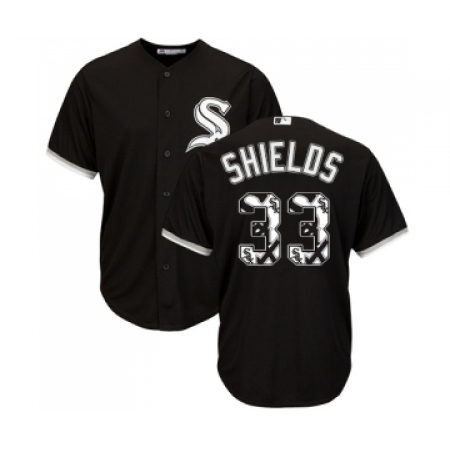 Men's Majestic Chicago White Sox #33 James Shields Authentic Black Team Logo Fashion Cool Base MLB Jerseys