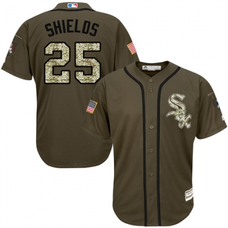 Men's Majestic Chicago White Sox #33 James Shields Replica Green Salute to Service MLB Jersey