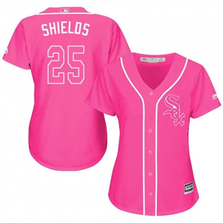 Women's Majestic Chicago White Sox #33 James Shields Authentic Pink Fashion Cool Base MLB Jersey