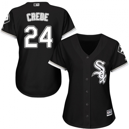 Women's Majestic Chicago White Sox #24 Joe Crede Authentic Black Alternate Home Cool Base MLB Jersey