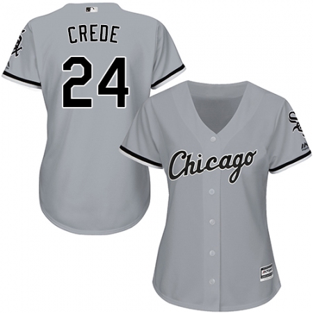 Women's Majestic Chicago White Sox #24 Joe Crede Authentic Grey Road Cool Base MLB Jersey