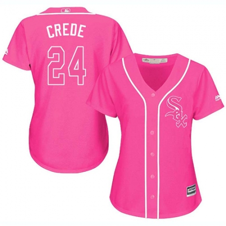 Women's Majestic Chicago White Sox #24 Joe Crede Authentic Pink Fashion Cool Base MLB Jersey