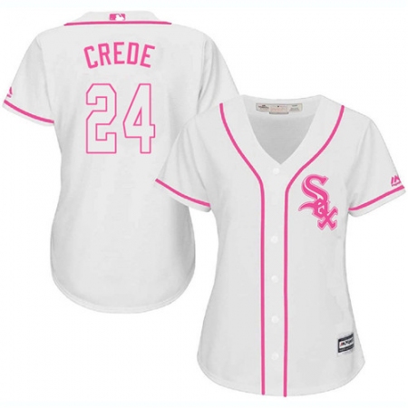 Women's Majestic Chicago White Sox #24 Joe Crede Replica White Fashion Cool Base MLB Jersey