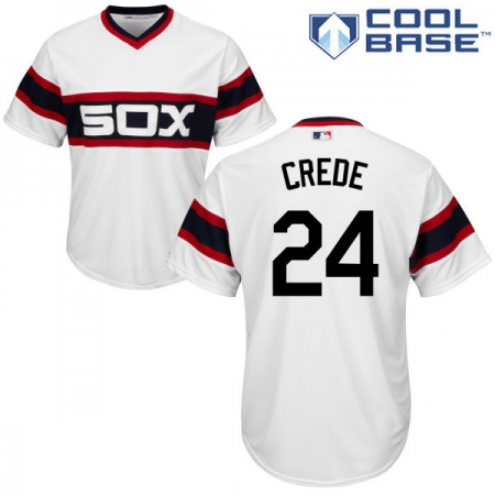 Youth Majestic Chicago White Sox #24 Joe Crede Authentic White 2013 Alternate Home Cool Base MLB Jersey