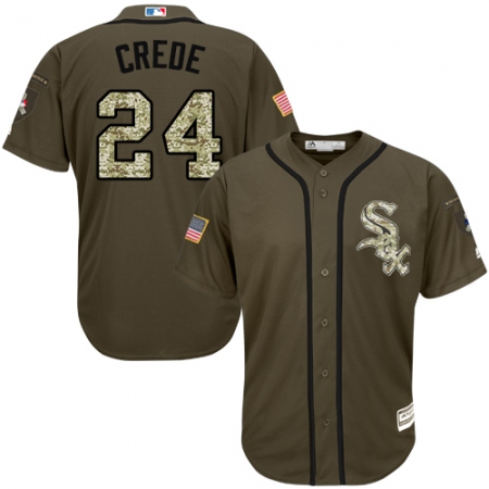 Youth Majestic Chicago White Sox #24 Joe Crede Replica Green Salute to Service MLB Jersey
