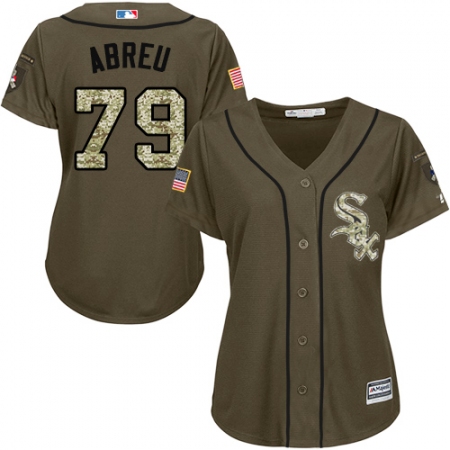 Women's Majestic Chicago White Sox #79 Jose Abreu Authentic Green Salute to Service MLB Jersey