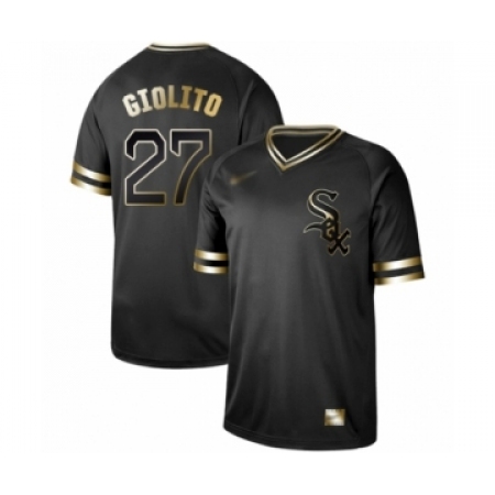 Men's Chicago White Sox #27 Lucas Giolito Authentic Black Gold Fashion Baseball Jersey