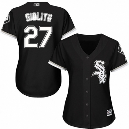 Women's Majestic Chicago White Sox #27 Lucas Giolito Authentic Black Alternate Home Cool Base MLB Jersey
