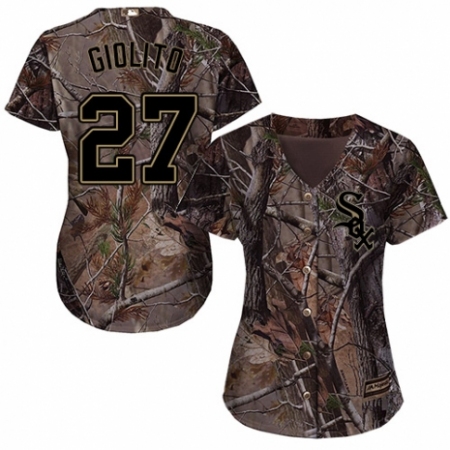 Women's Majestic Chicago White Sox #27 Lucas Giolito Authentic Camo Realtree Collection Flex Base MLB Jersey