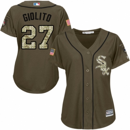 Women's Majestic Chicago White Sox #27 Lucas Giolito Authentic Green Salute to Service MLB Jersey