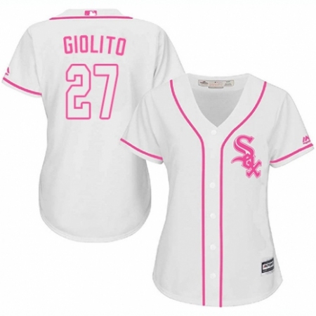 Women's Majestic Chicago White Sox #27 Lucas Giolito Authentic White Fashion Cool Base MLB Jersey