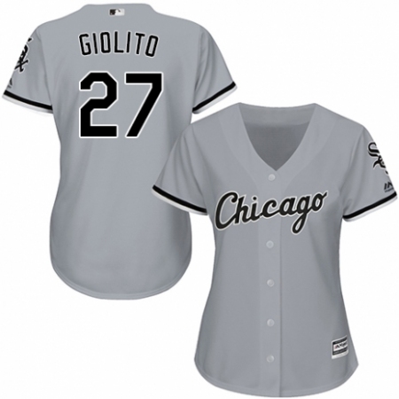 Women's Majestic Chicago White Sox #27 Lucas Giolito Replica Grey Road Cool Base MLB Jersey