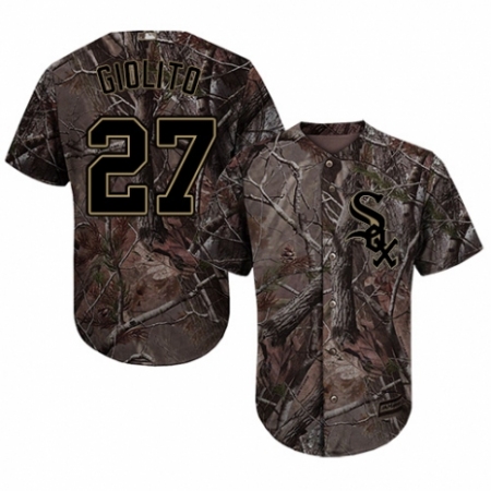 Youth Majestic Chicago White Sox #27 Lucas Giolito Authentic Camo Realtree Collection Flex Base MLB Jersey