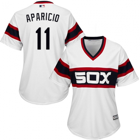 Women's Majestic Chicago White Sox #11 Luis Aparicio Authentic White 2013 Alternate Home Cool Base MLB Jersey