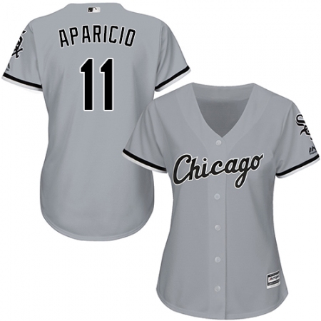 Women's Majestic Chicago White Sox #11 Luis Aparicio Replica Grey Road Cool Base MLB Jersey