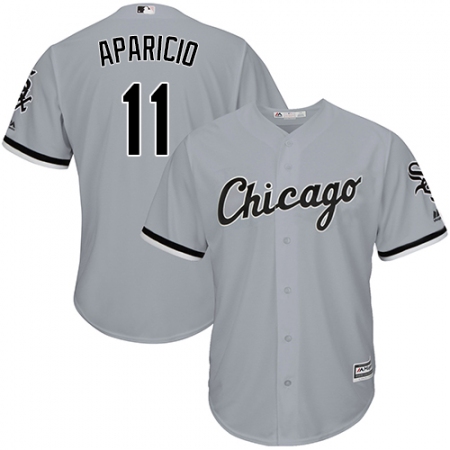 Youth Majestic Chicago White Sox #11 Luis Aparicio Authentic Grey Road Cool Base MLB Jersey