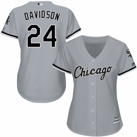Women's Majestic Chicago White Sox #24 Matt Davidson Replica Grey Road Cool Base MLB Jersey