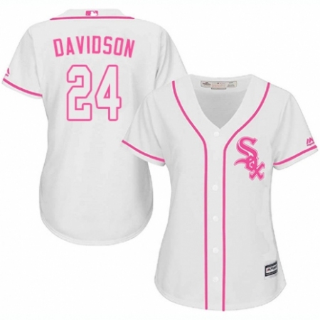 Women's Majestic Chicago White Sox #24 Matt Davidson Replica White Fashion Cool Base MLB Jersey