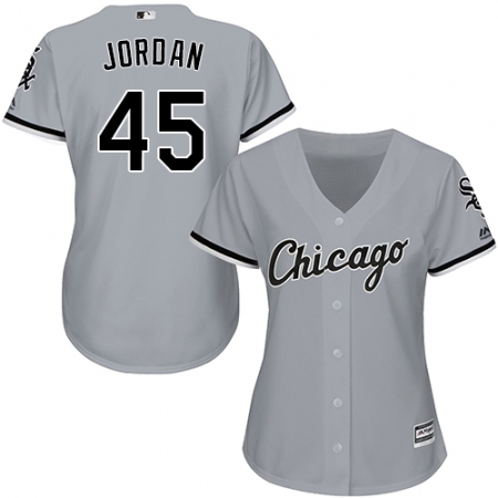 Women's Majestic Chicago White Sox #45 Michael Jordan Replica Grey Road Cool Base MLB Jersey