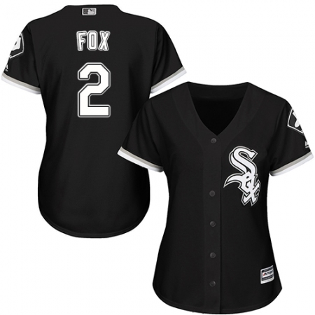 Women's Majestic Chicago White Sox #2 Nellie Fox Authentic Black Alternate Home Cool Base MLB Jersey