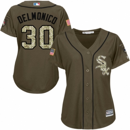 Women's Majestic Chicago White Sox #30 Nicky Delmonico Authentic Green Salute to Service MLB Jersey