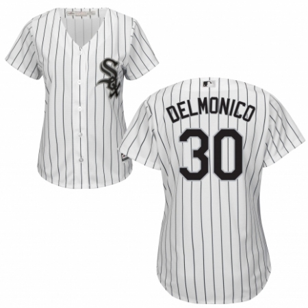 Women's Majestic Chicago White Sox #30 Nicky Delmonico Replica White Home Cool Base MLB Jersey