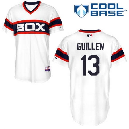 Men's Majestic Chicago White Sox #13 Ozzie Guillen Replica White 2013 Alternate Home Cool Base MLB Jersey