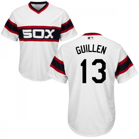 Youth Majestic Chicago White Sox #13 Ozzie Guillen Authentic White 2013 Alternate Home Cool Base MLB Jersey