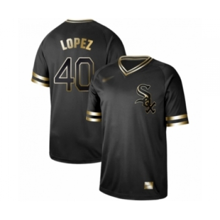 Men's Chicago White Sox #40 Reynaldo Lopez Authentic Black Gold Fashion Baseball Jersey