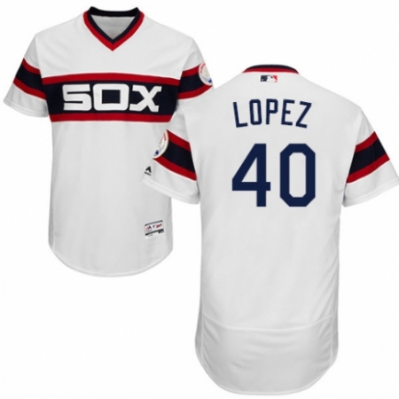 Men's Majestic Chicago White Sox #40 Reynaldo Lopez White Alternate Flex Base Authentic Collection MLB Jersey