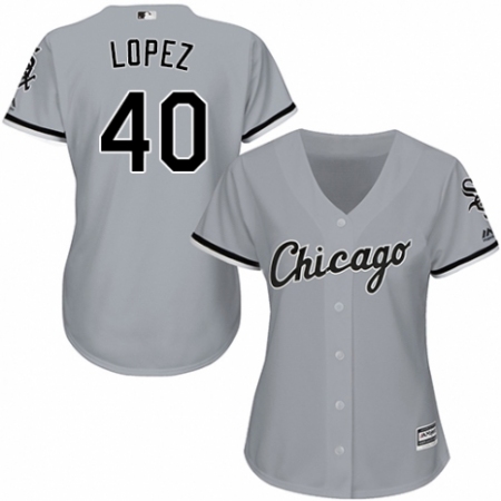 Women's Majestic Chicago White Sox #40 Reynaldo Lopez Authentic Grey Road Cool Base MLB Jersey