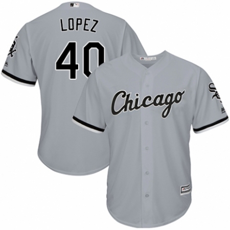 Youth Majestic Chicago White Sox #40 Reynaldo Lopez Authentic Grey Road Cool Base MLB Jersey