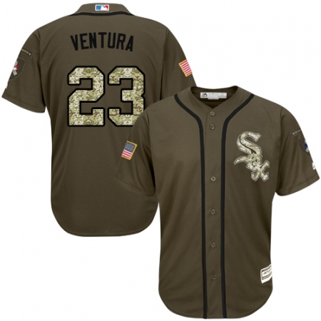 Youth Majestic Chicago White Sox #23 Robin Ventura Authentic Green Salute to Service MLB Jersey