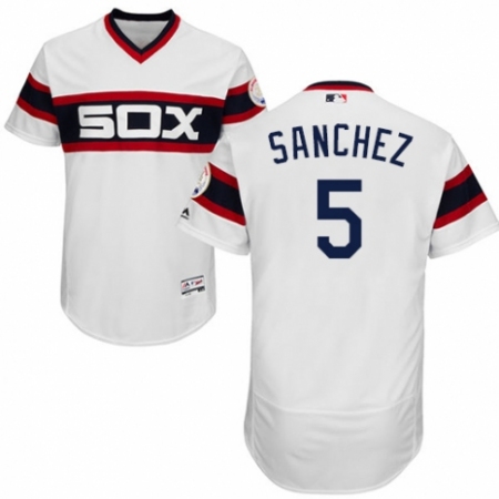 Men's Majestic Chicago White Sox #5 Yolmer Sanchez White Alternate Flex Base Authentic Collection MLB Jersey