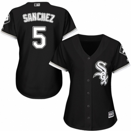 Women's Majestic Chicago White Sox #5 Yolmer Sanchez Authentic Black Alternate Home Cool Base MLB Jersey