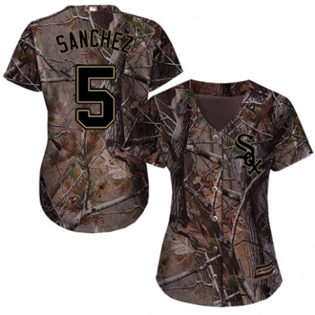 Women's Majestic Chicago White Sox #5 Yolmer Sanchez Authentic Camo Realtree Collection Flex Base MLB Jersey
