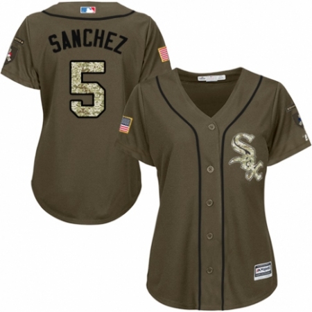 Women's Majestic Chicago White Sox #5 Yolmer Sanchez Authentic Green Salute to Service MLB Jersey