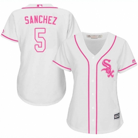 Women's Majestic Chicago White Sox #5 Yolmer Sanchez Replica White Fashion Cool Base MLB Jersey