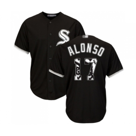 Men's Chicago White Sox #17 Yonder Alonso Authentic Black Team Logo Fashion Cool Base Baseball Jersey