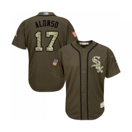 Men's Chicago White Sox #17 Yonder Alonso Authentic Green Salute to Service Baseball Jersey