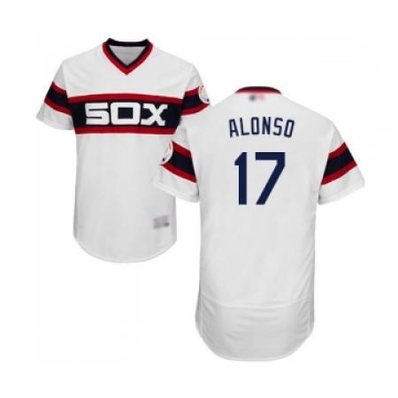 Men's Chicago White Sox #17 Yonder Alonso White Alternate Flex Base Authentic Collection Baseball Jersey