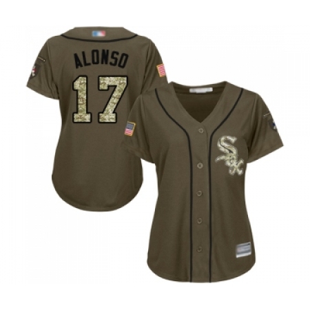 Women's Chicago White Sox #17 Yonder Alonso Authentic Green Salute to Service Baseball Jersey