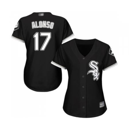 Women's Chicago White Sox #17 Yonder Alonso Replica Black Alternate Home Cool Base Baseball Jersey