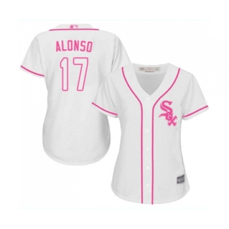 Women's Chicago White Sox #17 Yonder Alonso Replica White Fashion Cool Base Baseball Jersey